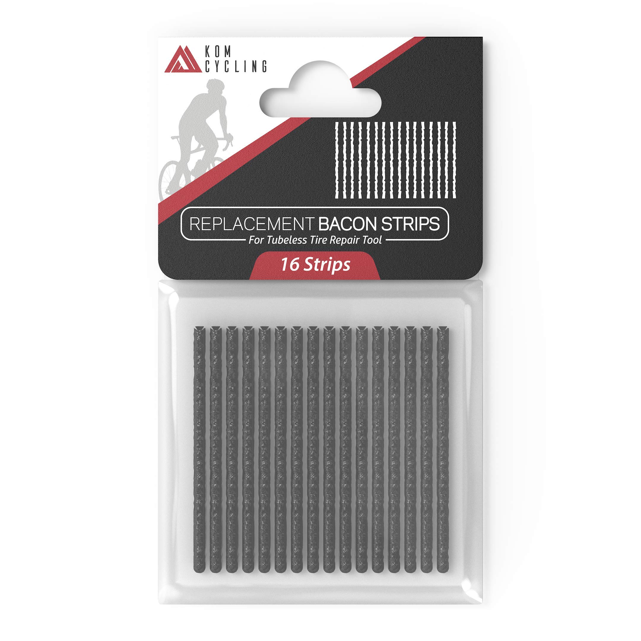KOM Cycling Unisex KOM Cycling Tubeless Tyre Repair Tool Replacement Bacon Strips 16 Tubeless Replacement Repair Stri, Black, 16x Replacement Strips UK