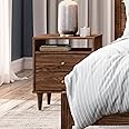 Grain Wood Furniture Mid Century 2-Drawer Nightstand, Solid Wood with a Brushed Walnut Finish