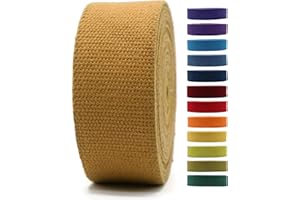 JACOB BICERRI 2" & 1.5'' & 1" Cotton Webbing - 5 Yards - 50+ Colors -%100 Natural Cotton - Turkish Woven - Heavy Duty 1 Inch 1.5 Inch 2 Inch Webbing for Sewing Straps Bag Climbing Indoors Craft DIY 11135…
