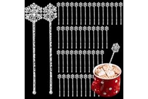 DRAUPNIR 50 Pcs Snowflake Coffee Stirrers Christmas Stir Sticks Cocktail Drink Swizzle Sticks Plastic Swizzle Stick Reusable Drink Stirrers Coffee Drink Stirrers for Xmas Party Decor (Snowflake)