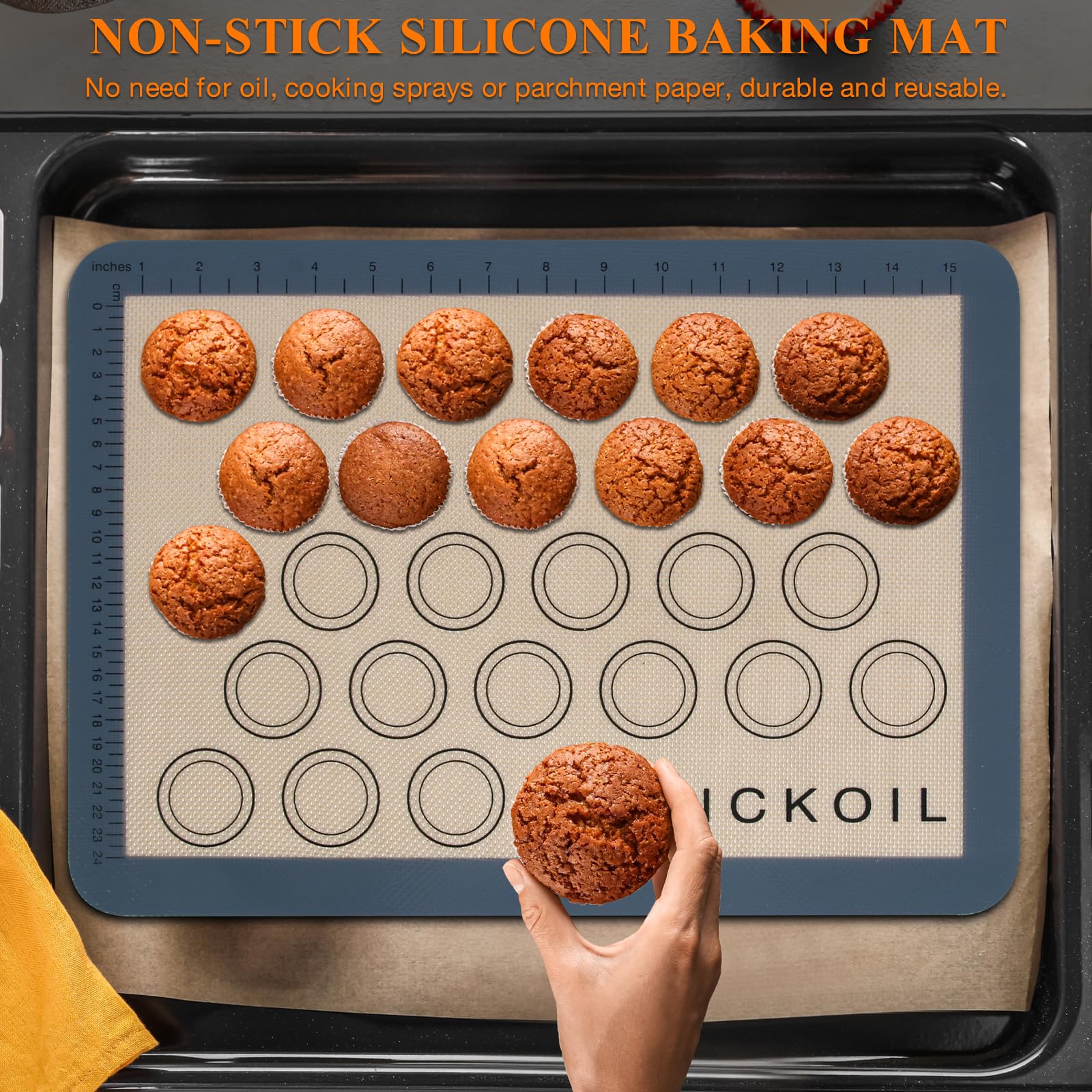 Macaron Silicone Baking Mat Set 2 Half Sheet Grey NonStick Reusable
