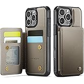 Vinich for iPhone 16 Pro Wallet Case with Card Holder, RFID Blocking Credit Slots Kickstand Shockproof Phone Cover Fit for iPhone 16 Pro 6.3" Gray