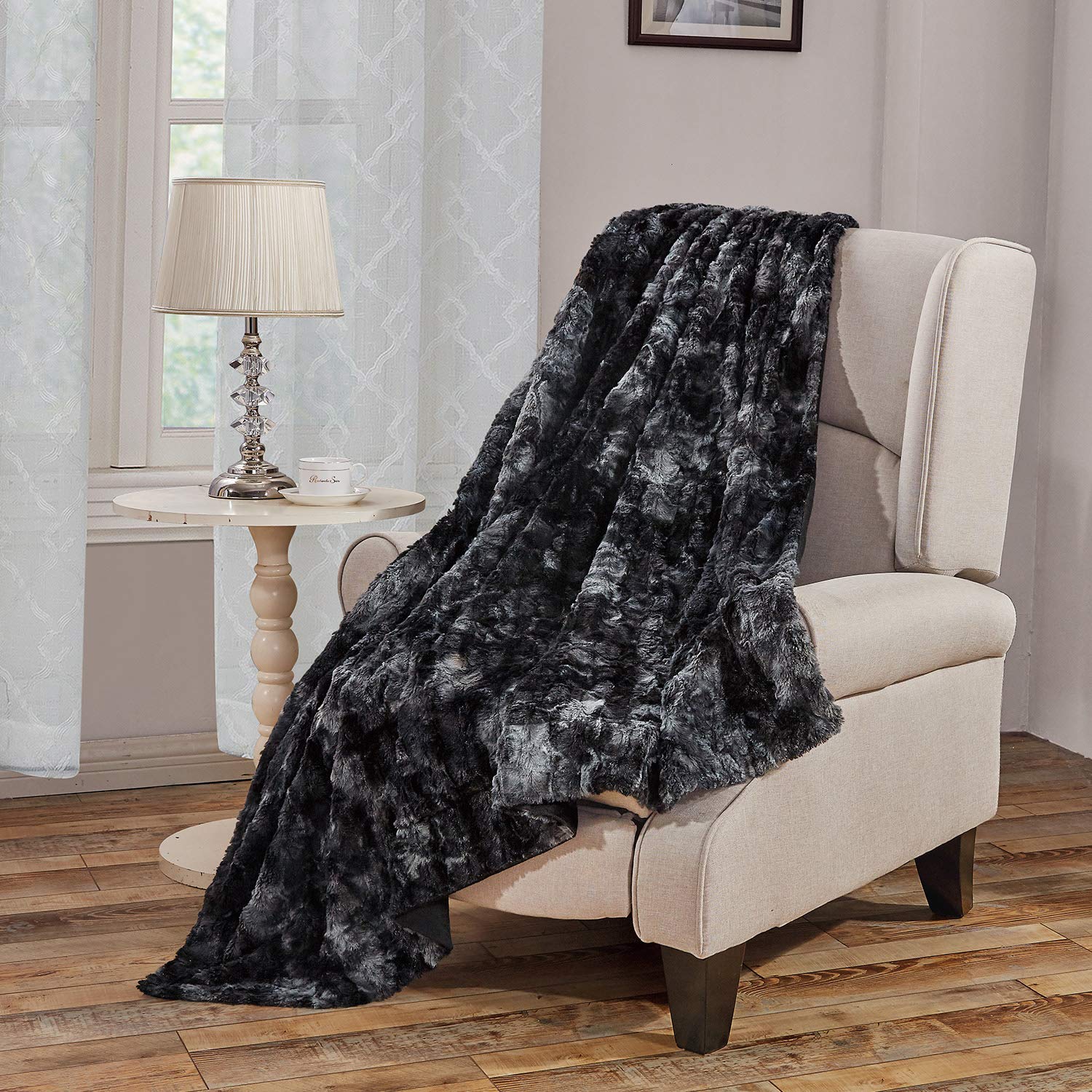softan Faux Fur Blanket Soft Comfortable Warm Fluffy Black 130 cm x 150 cm โ image 1
