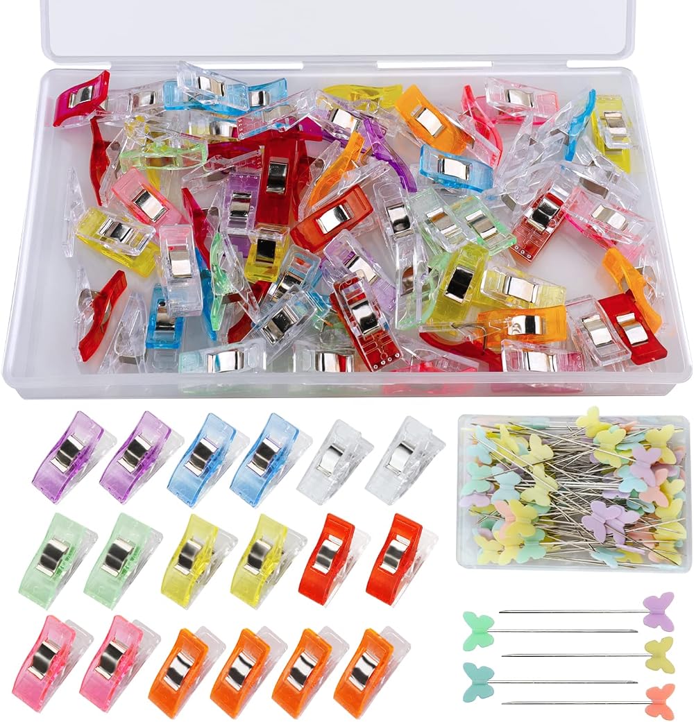 Lanjue 160 Pcs Sewing Clips and Butterfly Head Pins Multicolor