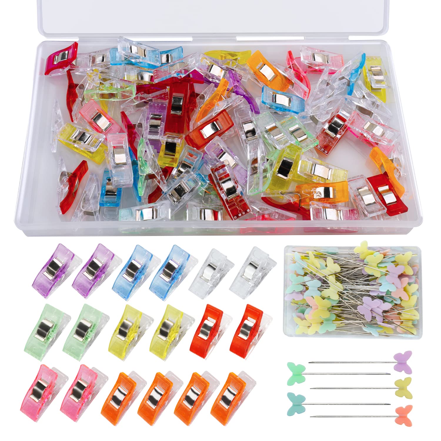 160 Pcs Sewing Clips, Clips for Sewing Wonder Clips Quilting Crafting Clips Fabric Clips Patchwork Clips Butterfly Head Pins Sewing Accessories for Sewing Crafting
