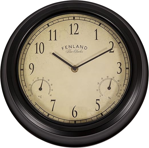 Outdoor Living Manor Wall Clock Thermometer Hygrometer Monitor Time