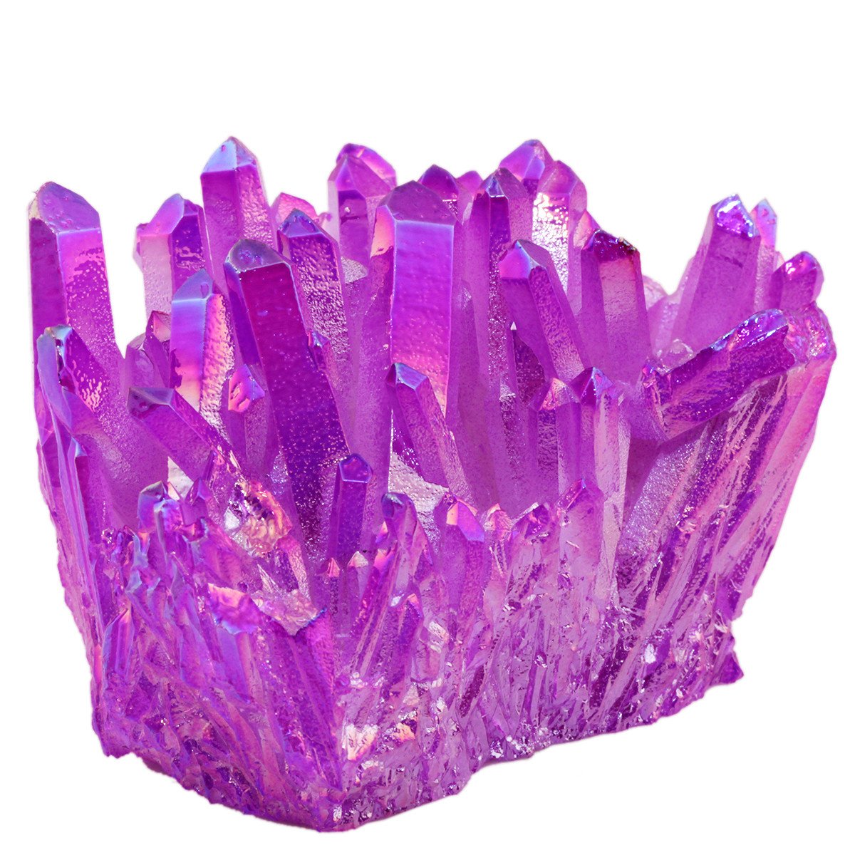 Shanxing Purple Titanium Coated Quartz Crystal Cluster Specimen, Clear Quartz Reiki Healing Crystals and Gemstones Gift Rock Mineral Purple Crystal Stone Ornament Room Party Cake Decor Pocket Stone