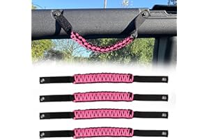 BESTAOO Roll Bar Grab Handles Paracord Grip Handle for Ford Bronco Accessories 2021 2022 2023 2024 2025 2 Door 4 Door, 4 Pack (Pink)