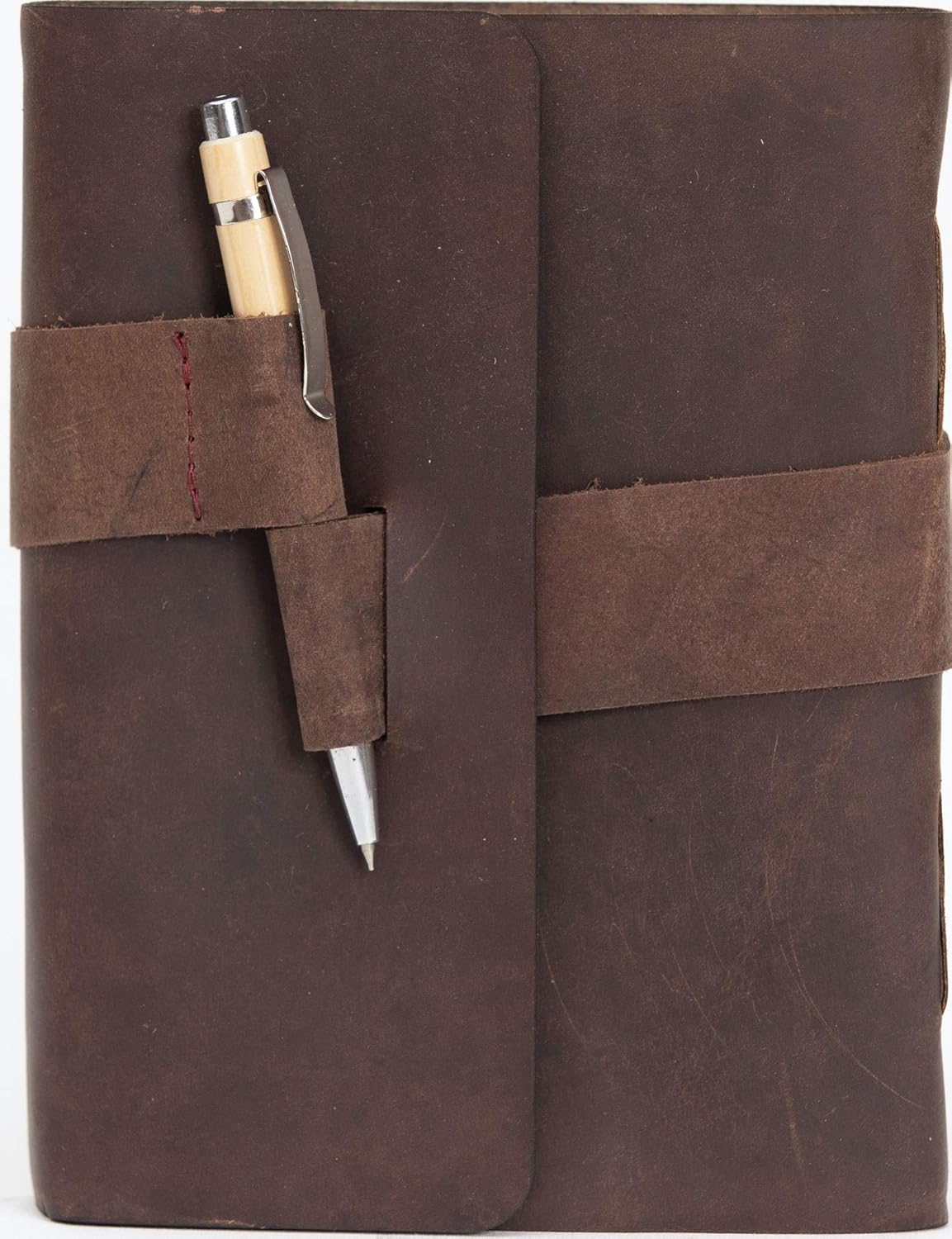 Genuine Leather Journal Writing Notebook with Pen Hand Made in India for Men and Women - Unlined Hand Crafted Recycled Sheets - 8x6 Inches - Perfect Gift Travel Diary, Sketchbook with Gift Box : Office Products