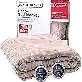 BLACK+DECKER Heated Blanket Electric Queen, Micro Plush Electric Blanket, Heating Blanket with 10 Heating Levels, 10H Timer, Auto Shutoff, Dual Zone Heating, Fast Heating (84x90 inches, Cream)