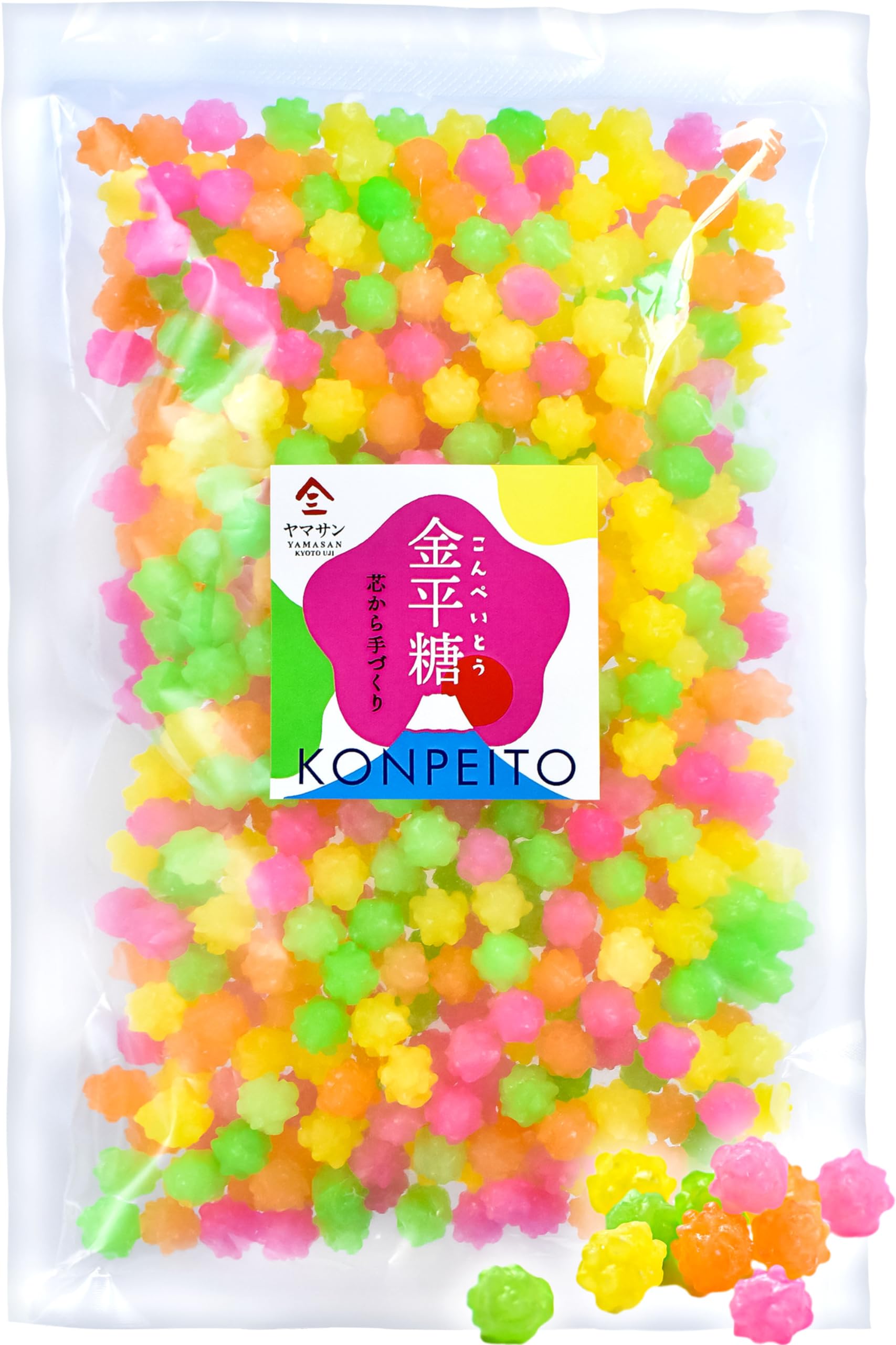 YAMASAN KYOTO UJI Konpeito Japanese Sugar Candy - Big bag,Colorful Colors,Handmade from the sugar core,500g