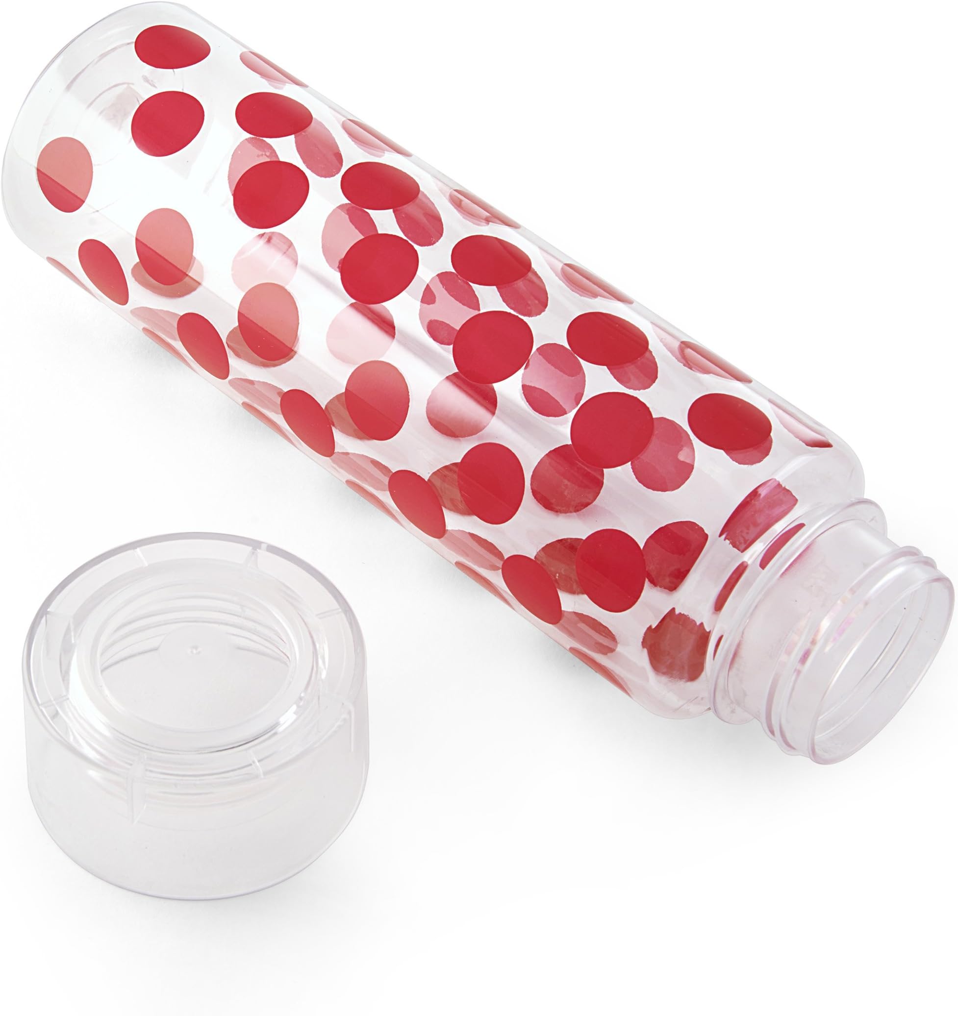 Design For Living Tritan Cylindrical Water Bottle with Polka Dots Decal, 1-Liter, Berry