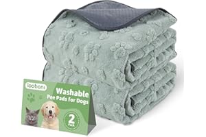 LOOBANI Washable Pee Pads for Dogs: 2 Pack Super Absorbent Reusable Puppy Pads, Leakproof and Waterproof Dog Training Pads Whelping Pads for Potty, Floor, Crate, Couch Bed and Travel, 36"x24"