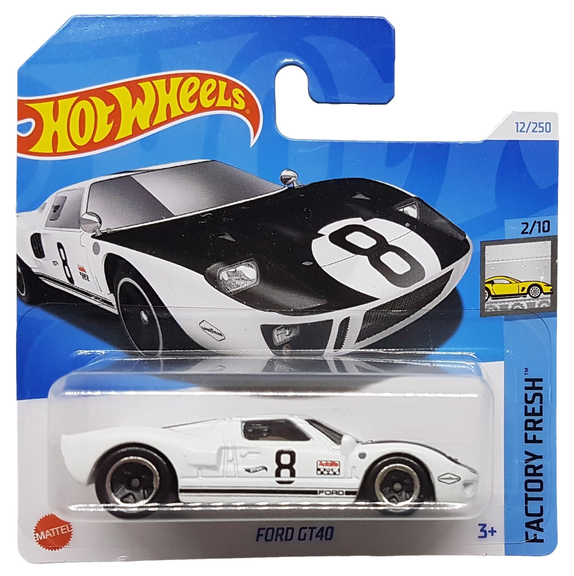 Hot Wheels - Ford GT40 - Factory Fresh 2/10 - HTC51 - Short Card - 8 Ball - Good Year - Mattel 2024