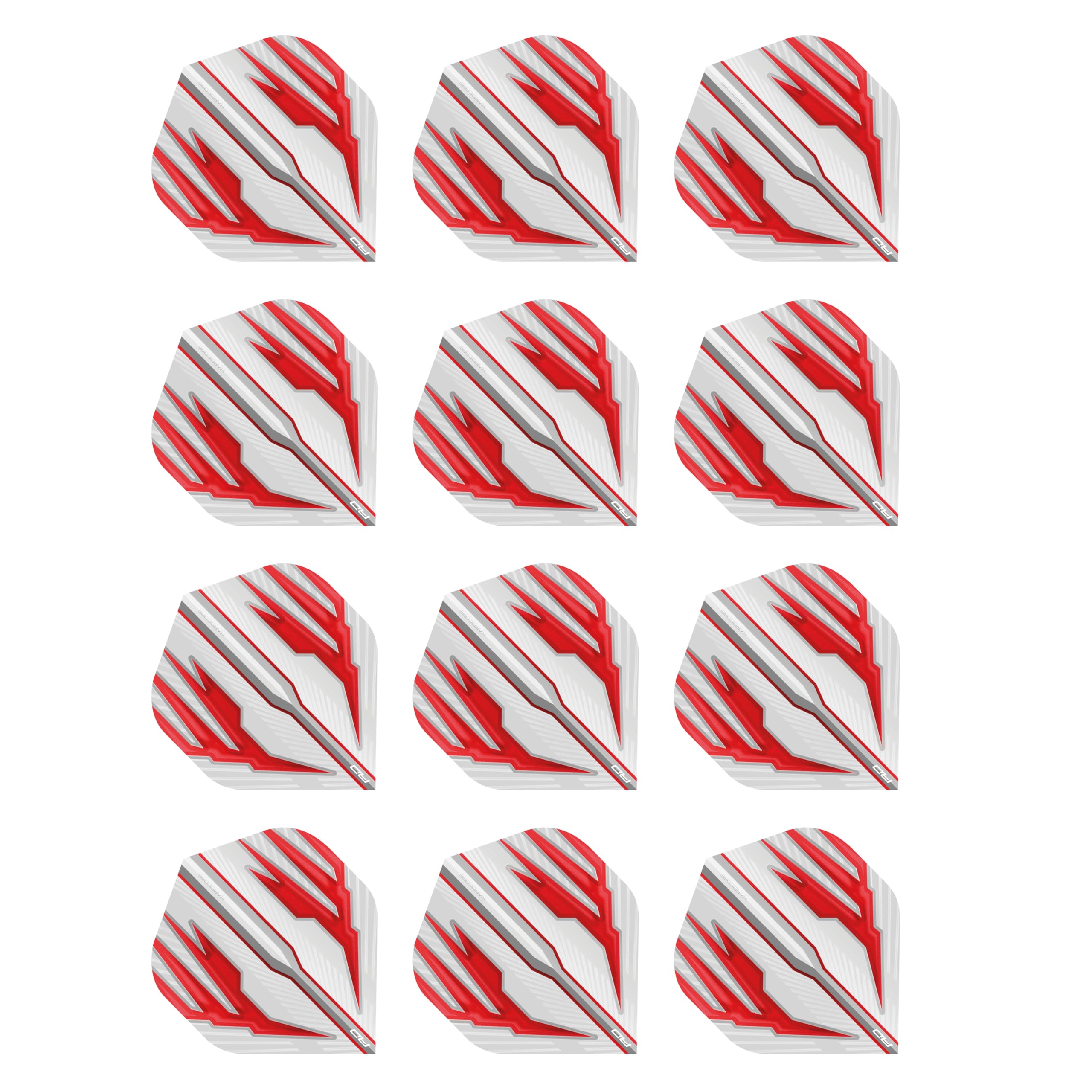 Hardcore Radical White & Red Extra Thick Standard Dart Flights - 4 sets Per Pack (12 Dart Flights in total)
