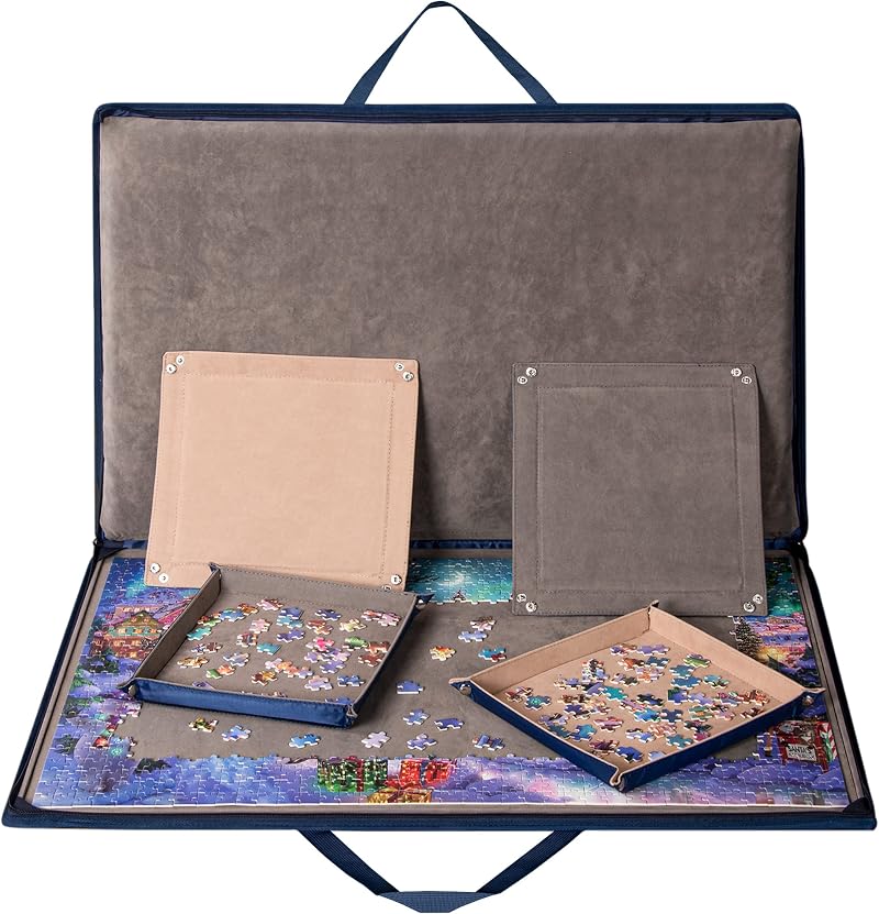 LAVIEVERT 1000 Piece Jigsaw Puzzle Board Portable Case with 4 Sorting Trays