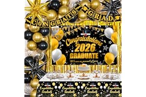 Nigifter Graduation Decorations 2026, 71PCS Gold Themed Set, Graduation Party Decoration with Confetti Foil Balloons, Congrat