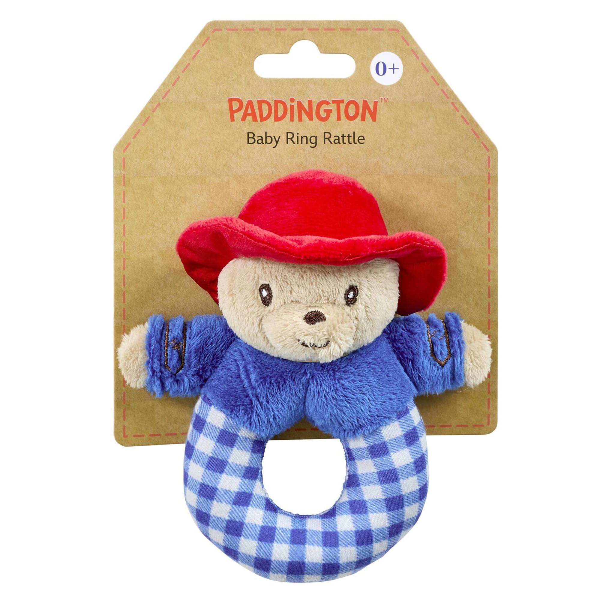 Rainbow Designs Paddington Ring Rattle - Soft Rattle Baby Toy with Gentle Jingle, Blue Coat & Red Hat Plush Newborn Toy for Tiny Hands, Cuddly First Toy with Iconic Character Design