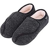 LongBay Womens Adjustable Slippers Memory Foam Cozy Wide Diabetic House Shoes Edema Orthopedic Neuropathy Indoor Outdoor
