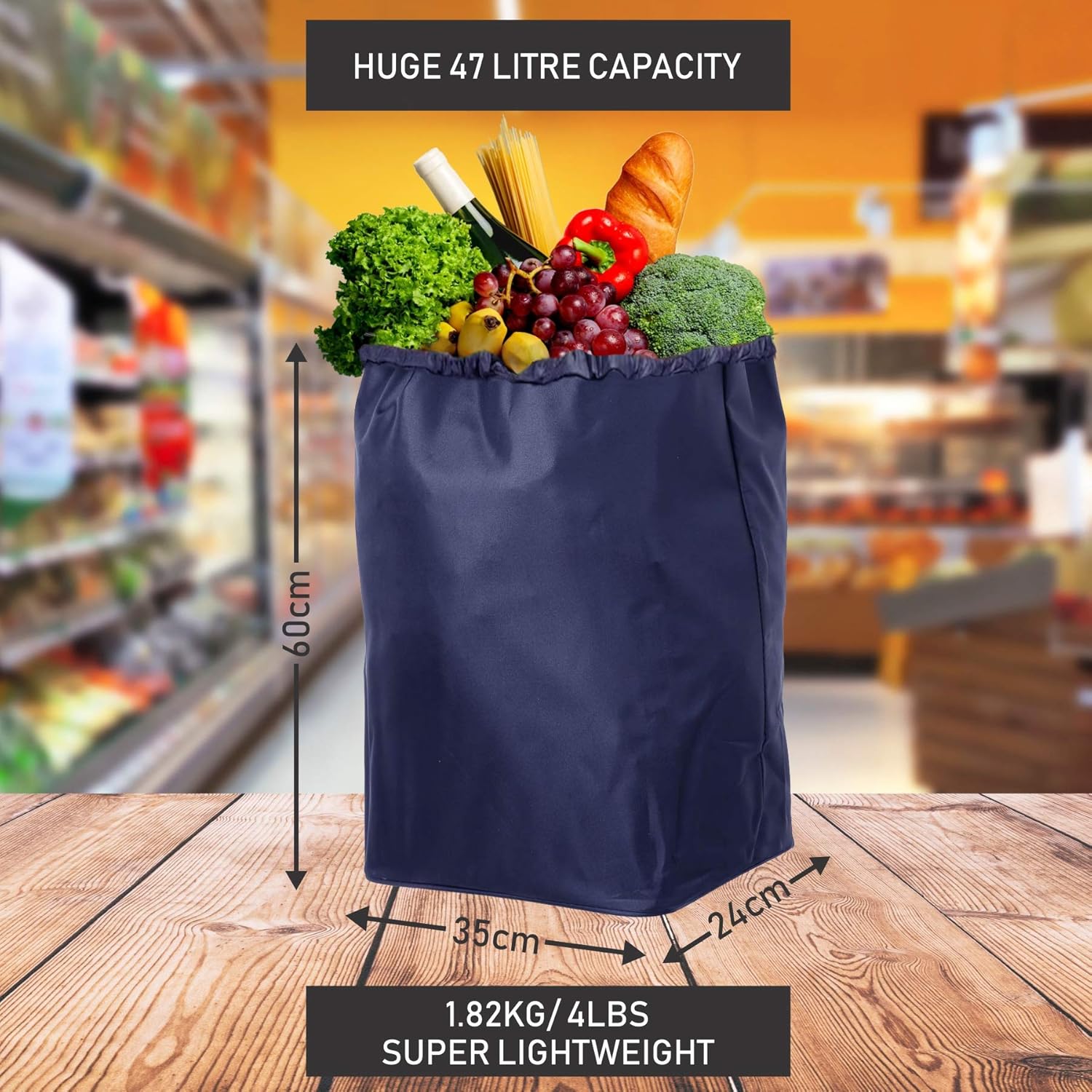 Amazon Com Hoppa 47l Lightweight Shopping Trolley Hard Wearing Foldaway For Easy Storage With 3 Years Guarantee Navy Sports Outdoors