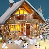 FEPITO 12 Pcs Resin Christmas Figurines Polar Bear Penguin Snowflakes Mini view 5