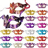 Covzoe 24 Pack Masquerade Mask, Vintage Mardi Gras Venetian Masks with Strap, Multicolor Antique Party Half Face Mask for Halloween, Carnival, Men Women Couple, Prom, Bar, Costume