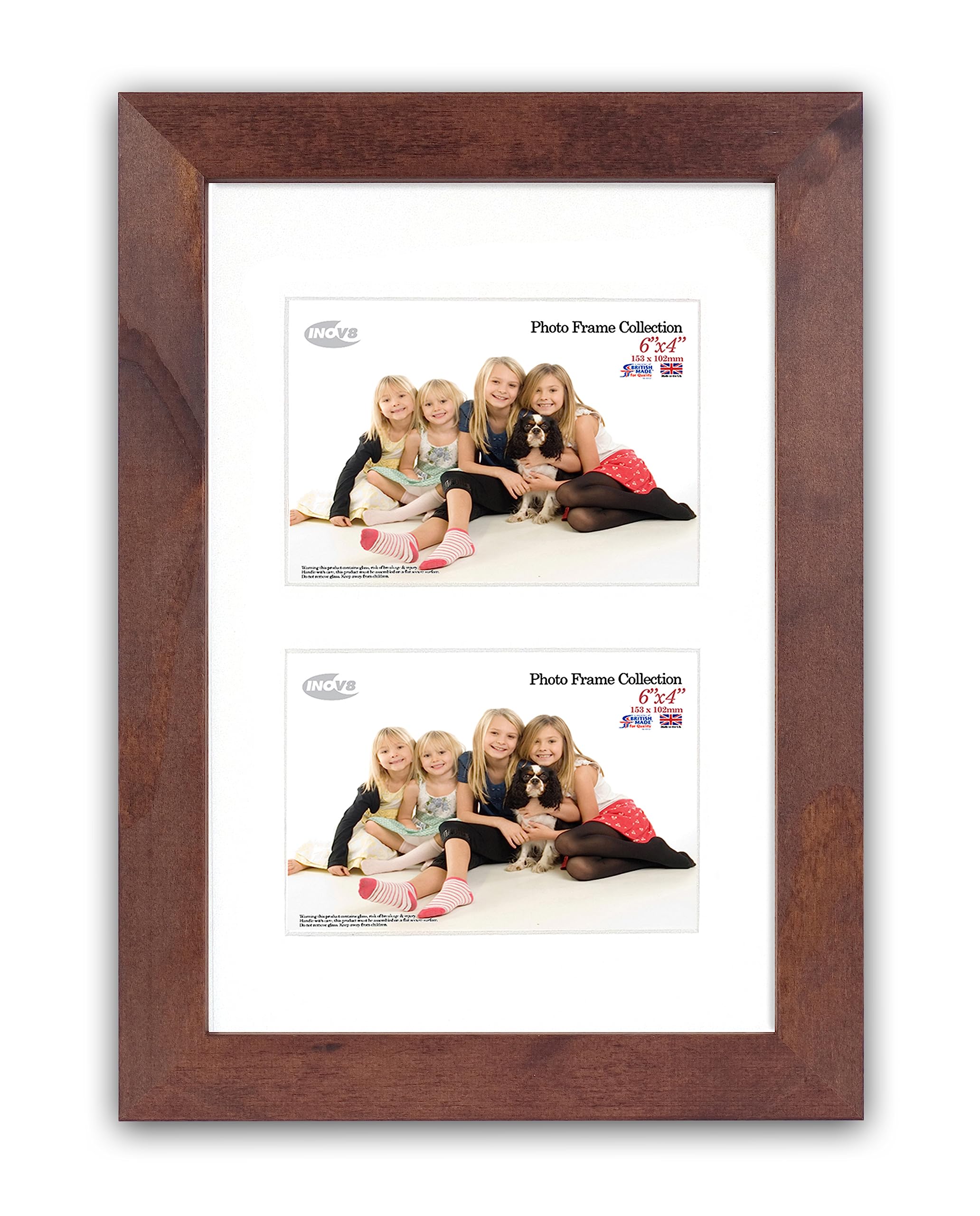 Inov8 British Made Real Wood Picture/Photo Frame 12x8" Dual-Aperature (30x20cm) - Kayla 30mm Dark Oak