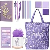 Reallnaive 15 Pcs Social Worker Appreciation Gifts Set Notebook Coffee Mug Floral Bag Ballpoint Pens Sticky Notes for Women Social Worker MSW DSW Lcsw Volunteer Coworker Office Supplies(Purple)