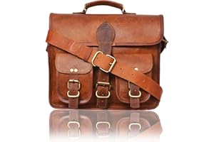 AryanExports 13 Inch Vintage Craft Handmade Leather Messenger Bag Satchel for Men Vintage Mens Geek Briefcases Saddle Briefcase Laptop Brown Bags Women Man Office Case Courier Bags