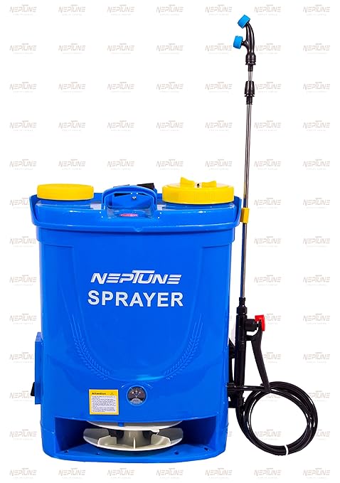 NEPTUNE SIMPLIFY FARMING Knapsack Battery Operated Fertiliser Broadcaster and Sprayer, 23L (Blue)