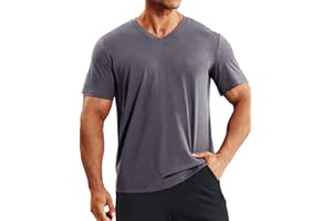 MIER Mens Dry Fit V Neck T-Shirts Workout Soft Short Sleeve Moisture Wicking Running Athletic Gym Casual Tee Tops