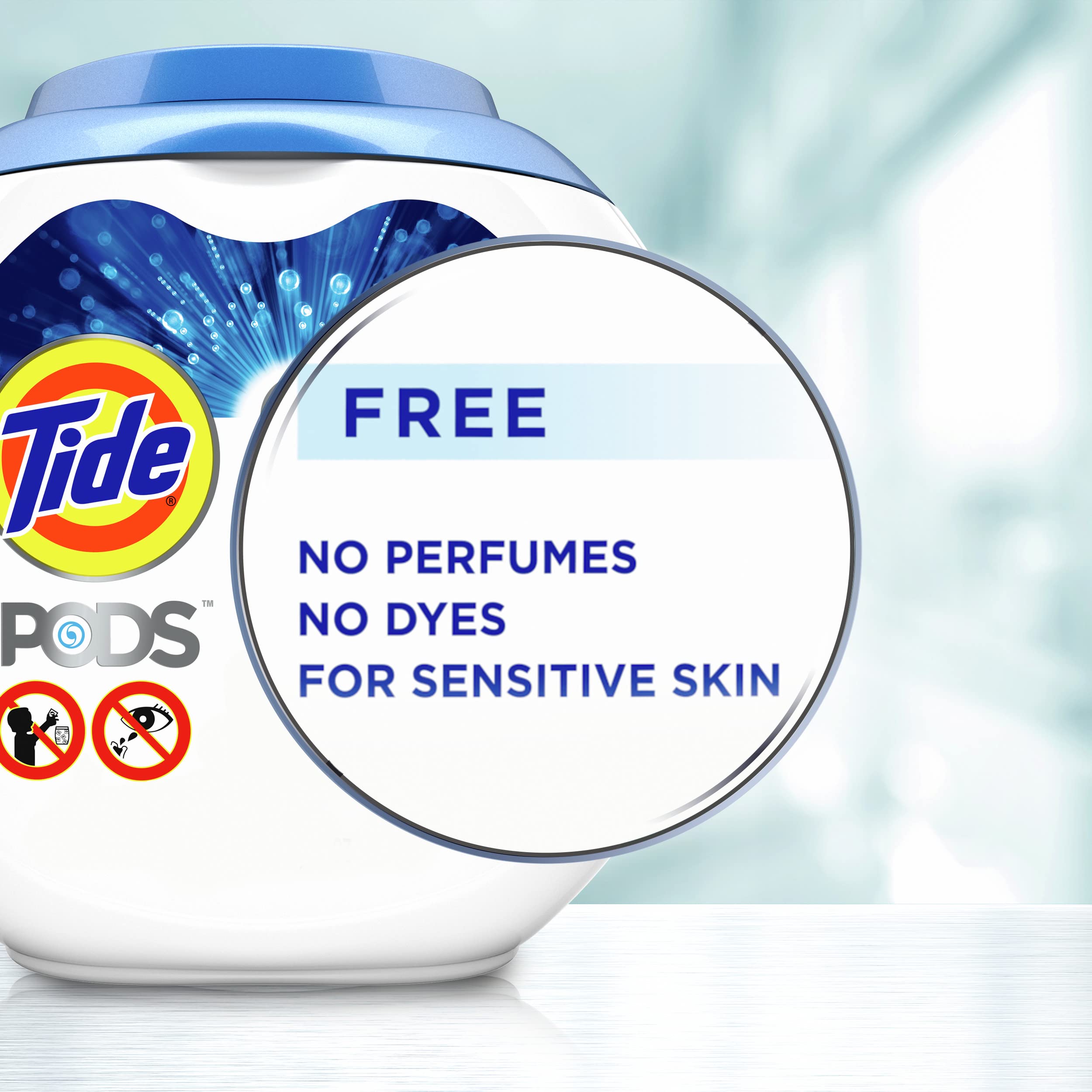 Tide PODS Ultra OXI Free Laundry Detergent Pacs, National Eczema Association and National Psoriasis Foundation Recommended, 57 count