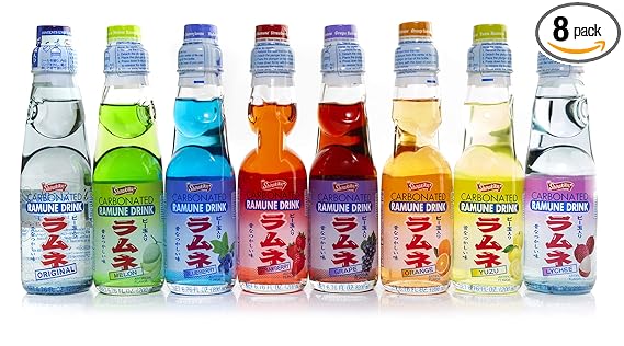 Amazon Com Shirakiku Ramune Japanese Soda Variety Pack 8 Glass