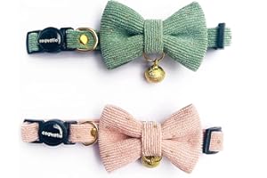 Cognatio Safety Quick Release Cat Collars, Soft Kitten Collars with Detachable Bow Tie and Bell, Pack of 2, Adjustable 20-30 cm
