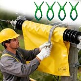 ELEVZO 2.9'&times;3.3' High Voltage Insulating Blanket, Electrical Insulated Blankets &amp; Anti Electrocution Blanket W/ 4 Clamps, for Lineman/Line Maintenance/Substation Lineworker