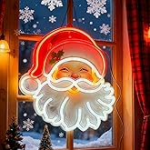 Santa Merry Christmas LED Neon Light Sign - Dual USB-A/USB-C Powered Holiday Decor, Wall Mounted Illuminated Christmas Party Light for Bedroom, Living Room, Bar, Cafe,Gift 10.8x11.8in