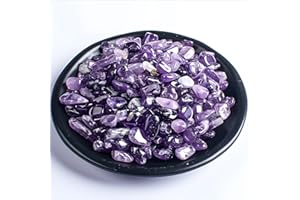 SigMntun Polished Amethyst Crystal Chips 200 Pcs - 0.3" 10 oz Tumbled Stone Chips Crushed Sea Glass Stones Healing Reiki Crystal Making Home Decoration