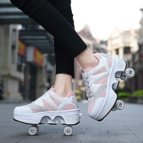 PLMOKN Women's Retractable Roller Skates Outdoor Girls Kick Roller