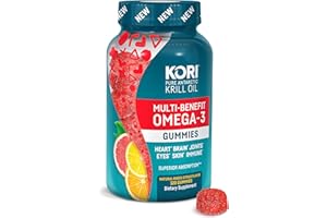 KORI KRILL Kori Multi-Benefit Omega-3 Gummies| Heart, Brain, Joint, Eye, Skin, & Immune| Non-GMO, No Artificial Flavors or Synthetic Colors| Antarctic Krill Oil with Superior Absorption vs Fish Oil