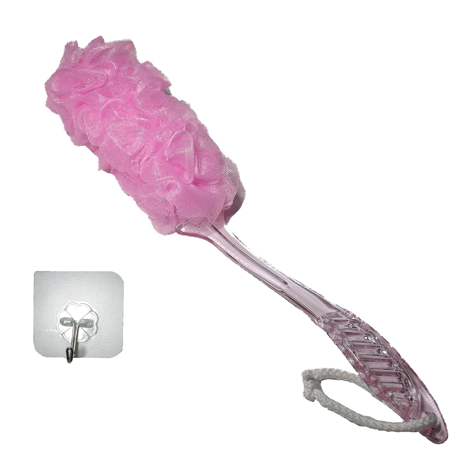 Mesh Puff Bath Sponge Body Soft Brush Crystal Handle for Seniors Elder Elderly Disabled Patients Pregnant Maternity Ladies Grandma (Pink) : Beauty