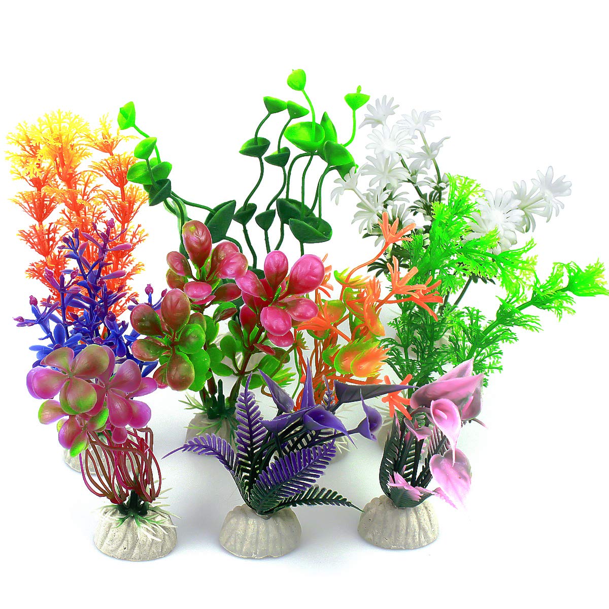 Vascinate Aquarium Plastic Plants, Pack of 10 Aquarium Decorations, Aquarium Artificial Plants Aquarium Decoration