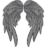 Reflective Gray Angel Wing Patches 14" | Light Activated Wings Realistic Feather Guardian Angels Back Patch | Large Embroidered Iron On 2pc. Set - by Nixon Thread Co.