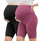 BONVIGOR Buttercloud Maternity Shorts Over The Belly-8" Pregnancy Biker Shorts Women Lounge Yoga Pants