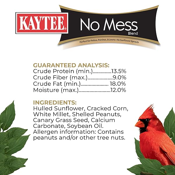 KAYTEE WILD BIRD (NO MESS OR WASTE FREE) FOOD SEED BLEND FOR BLUE JAYS, WOODPECKERS, JUNCOS, CARDINALS, GROSBEAKS, SPARROWS, AND FINCHES, 10 POUND, (PACKAGING MAY VARY)
