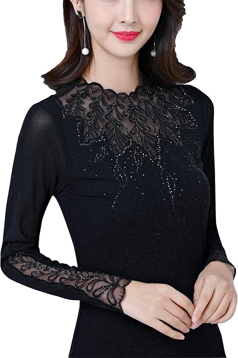 blusas cuello alto manga larga