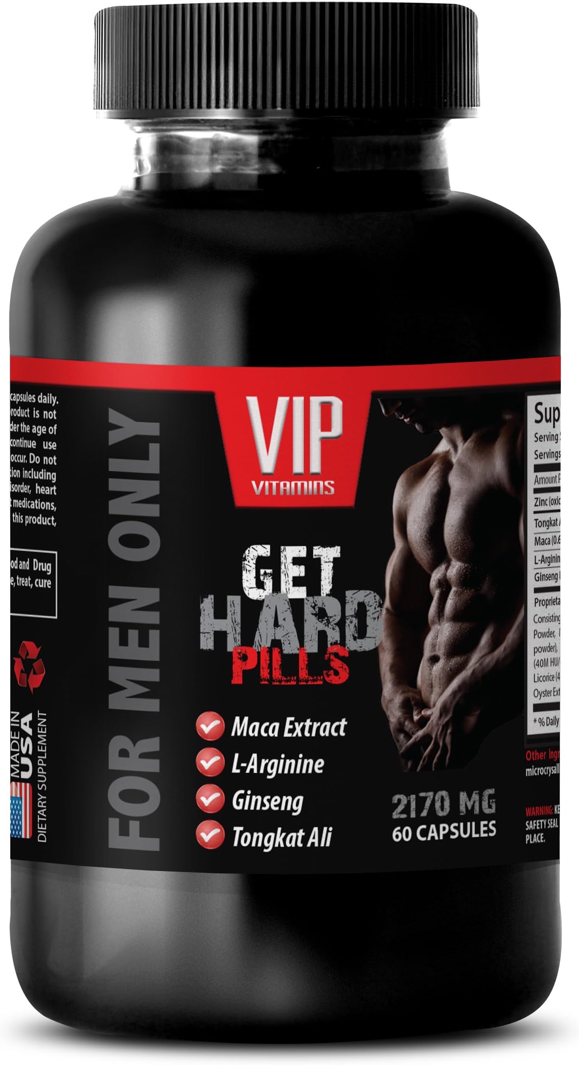 Increase Energy Levels for Men - get Hard Pills (for Men only) - yohimbine Extra Strength - 1 Bottle 60 Capsules