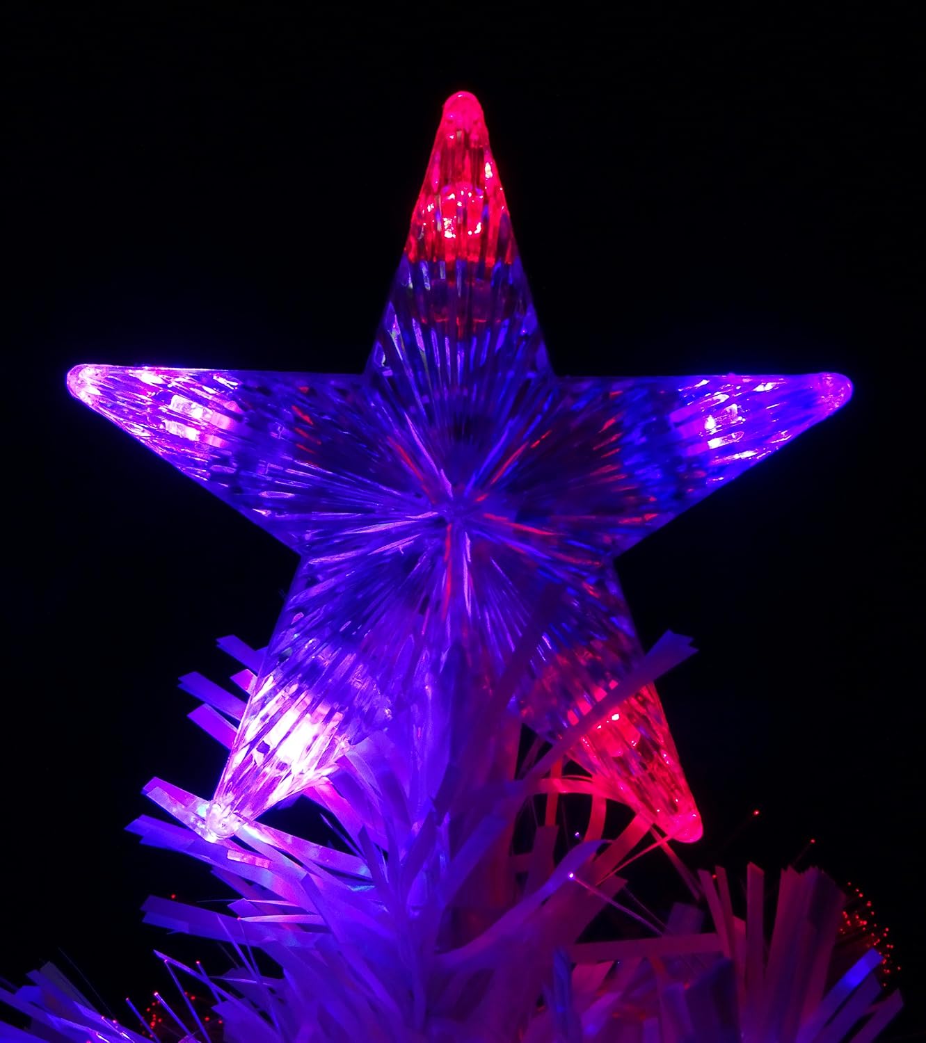 Christmas Concepts® 2ft (60cm) White Iridescent PVC Fibre Optic Christmas Tree With Colour Changing LED Lights - Image 5