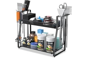 Pawfly Aquarium Tool Organizer, Detachable Metal Fish Tank Accessory Organizer, Aquascaping Tool Storage Rack for Terrariums, Shrimp Tanks & Planted Tanks, Fish Tank Maintenance Tool Holder Shelf