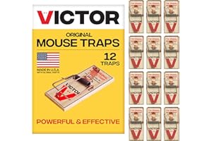 Victor Mouse Traps M150-12, Metal Pedal, Sustainably Sourced FSC Wood, Wooden Mouse Traps, 12 Metal Pedal Traps