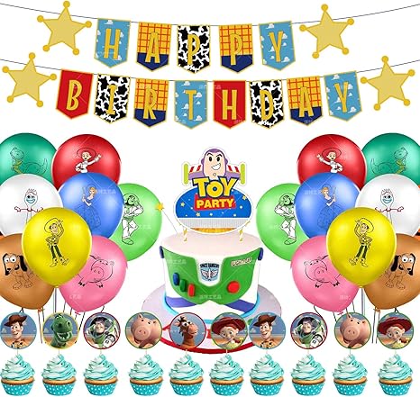 toy story decoracion para fiestas de cumpleanos con globos banderin feliz cumpleanos tarjetas de tarta adornos de casa bunting banner balloon birthday